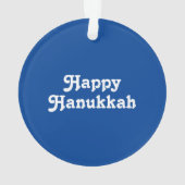 "Happy Hanukkah" blauwe witte feestdag Ornament (achterkant)