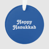 "Happy Hanukkah" blauwe witte feestdag Ornament (voorkant)