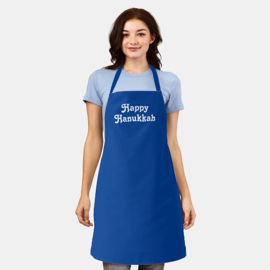 "Happy Hanukkah" blauwe witte feestdag Schort (Gedragen)
