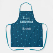 Happy Hanukkah Blauwgroen Modern Whimsical Typogra Schort (Voorkant)