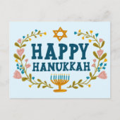 HAPPY HANUKKAH bloemenkrans Joods  Briefkaart (Voorkant)