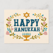 HAPPY HANUKKAH bloemenkrans Joods  Briefkaart (Voorkant)