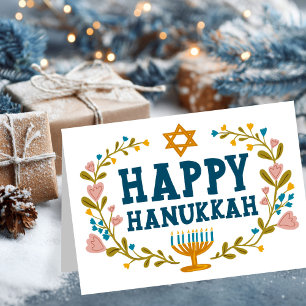 HAPPY HANUKKAH bloemenkrans Joods  Kaart