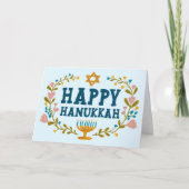 HAPPY HANUKKAH bloemenkrans Joods  Kaart (Voorkant)
