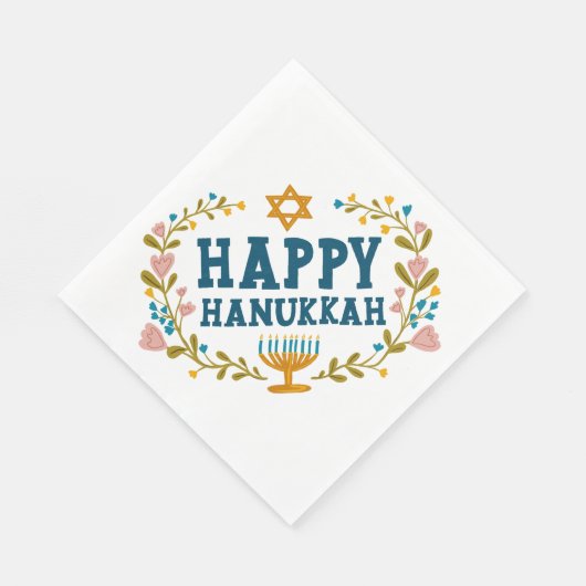 HAPPY HANUKKAH bloemenkrans Joodse feestdag Servet (Hoek)
