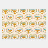 HAPPY HANUKKAH bloemenkrans Joodse feestdag Set va Inpakpapier Vel (Voorkant 3)