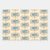 HAPPY HANUKKAH bloemenkrans Joodse feestdag Set va Inpakpapier Vel (Voorkant)