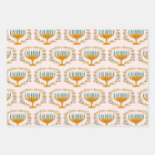 HAPPY HANUKKAH bloemenkrans Joodse feestdag Set va Inpakpapier Vel (Voorkant 3)