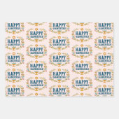 HAPPY HANUKKAH bloemenkrans Joodse feestdag Set va Inpakpapier Vel (Voorkant)