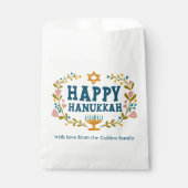 HAPPY HANUKKAH bloemenkrans Joodse Vakantie CUSTOM Bedankzakje (Voorkant)