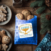 HAPPY HANUKKAH bloemenkrans Joodse Vakantie CUSTOM Vierkante Sticker