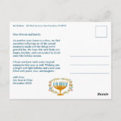 HAPPY HANUKKAH Bloemenkrans Menorah Aangepaste tek Briefkaart (Achterkant)