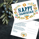 HAPPY HANUKKAH Bloemenkrans Menorah Aangepaste tek Briefkaart<br><div class="desc">Hand getekende tekst en bloemen door mij voor u. Klik op "personaliseren" om uw eigen tekst te bewerken en toe te voegen en het adres terug te sturen naar de achterkant van het briefkaart of de achtergrondkleuren te wijzigen. Alles is aanpasbaar. Voor meer design en kleuren check mijn shop! Of...</div>