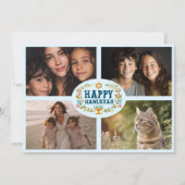 HAPPY HANUKKAH Bloemenkrans Menorah Custom Foto's Feestdagenkaart (Voorkant)