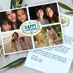 HAPPY HANUKKAH Bloemenkrans Menorah Custom Foto's Feestdagenkaart<br><div class="desc">Hand getekende bloemen door mij voor u. Klik op "personaliseren" om uw eigen tekst aan de achterkant en foto's aan de voorkant van de kaart te bewerken en toe te voegen of het lettertype of de kleuren te wijzigen. Alles is aanpasbaar. Zorg ervoor dat u foto's onder de illustratie toevoegt...</div>