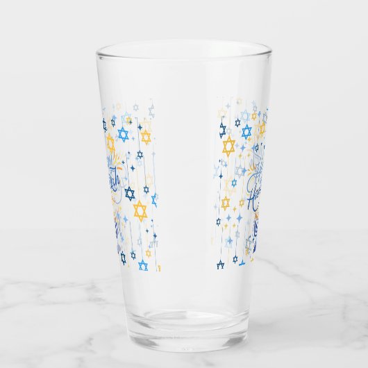 Happy Hanukkah Blue And Gold Glas (Links)