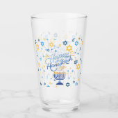Happy Hanukkah Blue And Gold Glas (Voorkant)