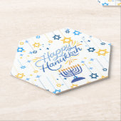 Happy Hanukkah Blue And Gold Kartonnen Onderzetters (Schuin)