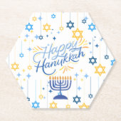 Happy Hanukkah Blue And Gold Kartonnen Onderzetters (Voorkant)