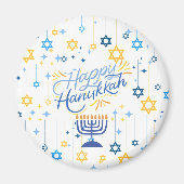 Happy Hanukkah Blue And Gold Magneet (Voorkant)