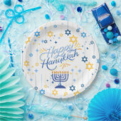 Happy Hanukkah Blue And Gold Papieren Bordje (Feest)
