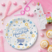 Happy Hanukkah Blue And Gold Papieren Bordje (Feest)