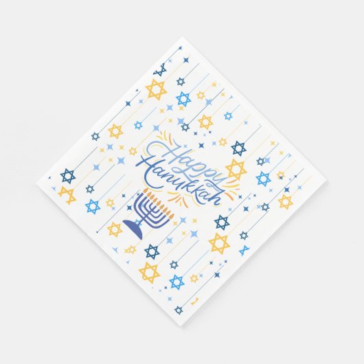 Happy Hanukkah Blue And Gold Servet (Hoek)