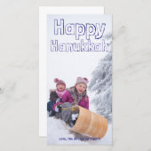 Happy Hanukkah Blue Block - Photocard Feestdagenkaart (Voorkant / Achterkant)