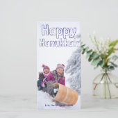 Happy Hanukkah Blue Block - Photocard Feestdagenkaart (Staand voorkant)