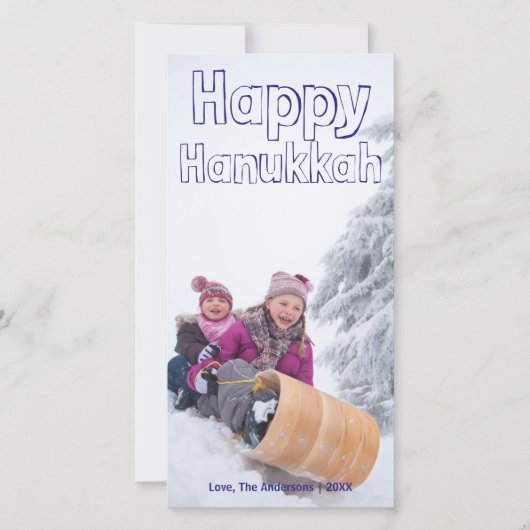 Happy Hanukkah Blue Block - Photocard Feestdagenkaart (Voorkant)
