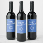Happy Hanukkah - Blue Chevron Star van David Wijn Etiket (Flessen)