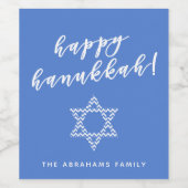 Happy Hanukkah - Blue Chevron Star van David Wijn Etiket (Enkel label)