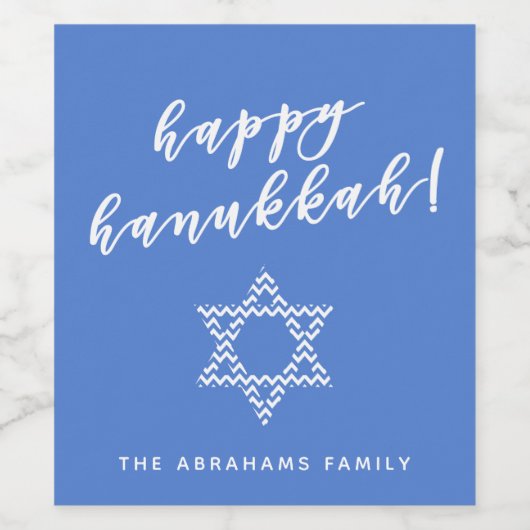 Happy Hanukkah - Blue Chevron Star van David Wijn Etiket (Enkel label)