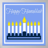 Happy Hanukkah Blue en White Poster (Voorkant)