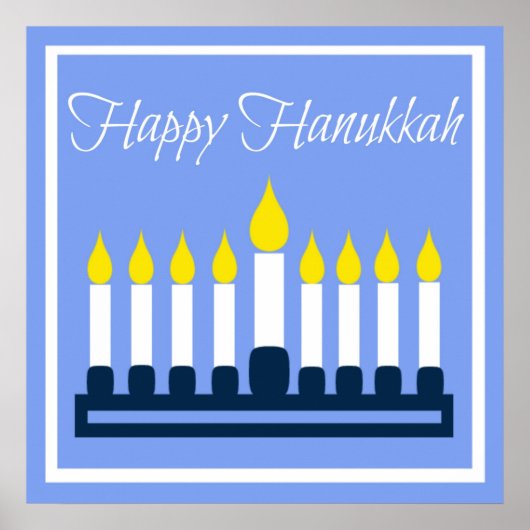 Happy Hanukkah Blue en White Poster (Voorkant)