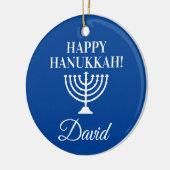 Happy Hanukkah blue menorah aangepast Jwish Holida Keramisch Ornament (Links)
