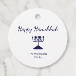 Happy Hanukkah Blue Menorah Bedankjes Labels