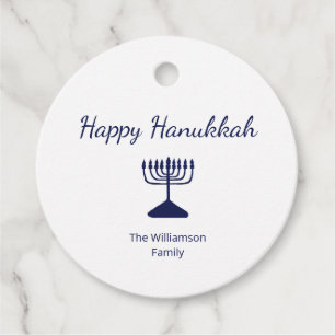 Happy Hanukkah Blue Menorah Bedankjes Labels