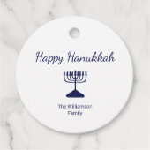 Happy Hanukkah Blue Menorah Bedankjes Labels (Voorkant)