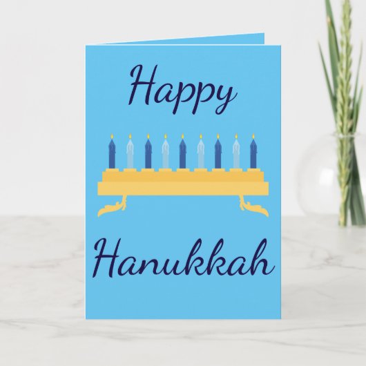 Happy Hanukkah Blue Menorah Feestdagen Kaart (Voorkant)