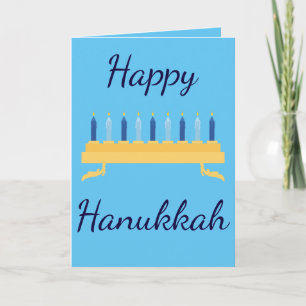 Happy Hanukkah Blue Menorah Feestdagen Kaart