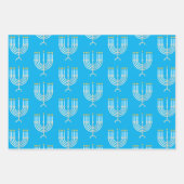 Happy Hanukkah Blue Star Menorah Dreidel Inpakpapier Vel (Voorkant 2)