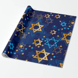 Happy Hanukkah Blue Star van David Menorah Cadeaupapier
