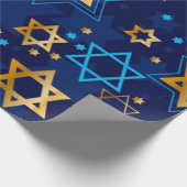 Happy Hanukkah Blue Star van David Menorah Cadeaupapier (Hoek)