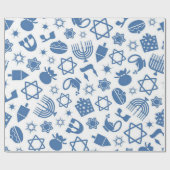 Happy Hanukkah Blue Star van David Menorah Wrappin Cadeaupapier (Vlak)