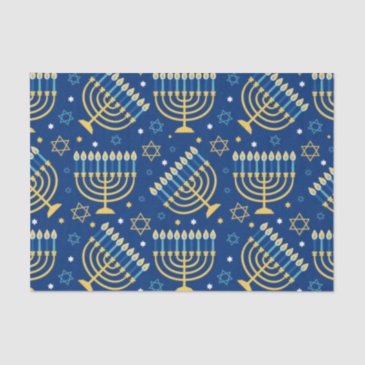 Happy Hanukkah Blue Star van David Tissue Paper Tissuepapier (Voorkant)