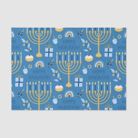 Happy Hanukkah Blue Star van David Tissuepapier (Voorkant)