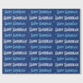 Happy Hanukkah Blue Stars Cadeaupapier (Vlak)