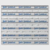 Happy Hanukkah Blue Stripes Cadeaupapier (Vlak)