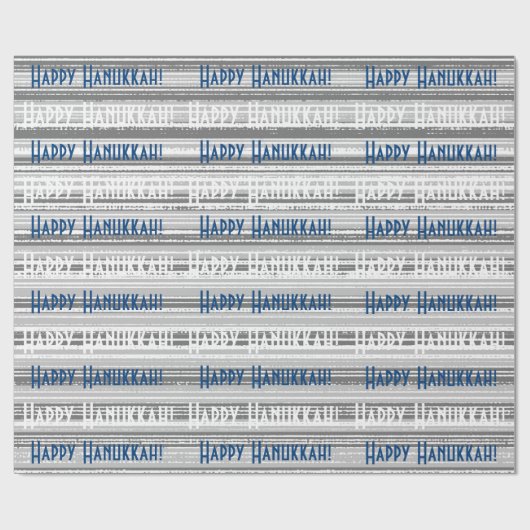 Happy Hanukkah Blue Stripes Cadeaupapier (Vlak)